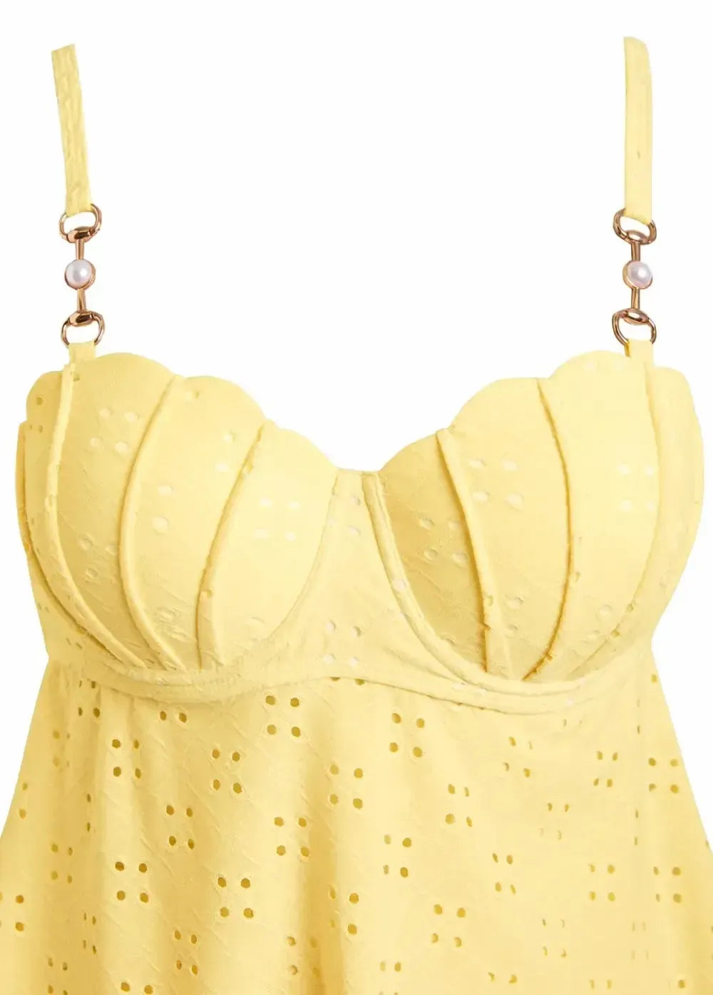 Jacquard Detail Yellow Bandeau Tankini Set