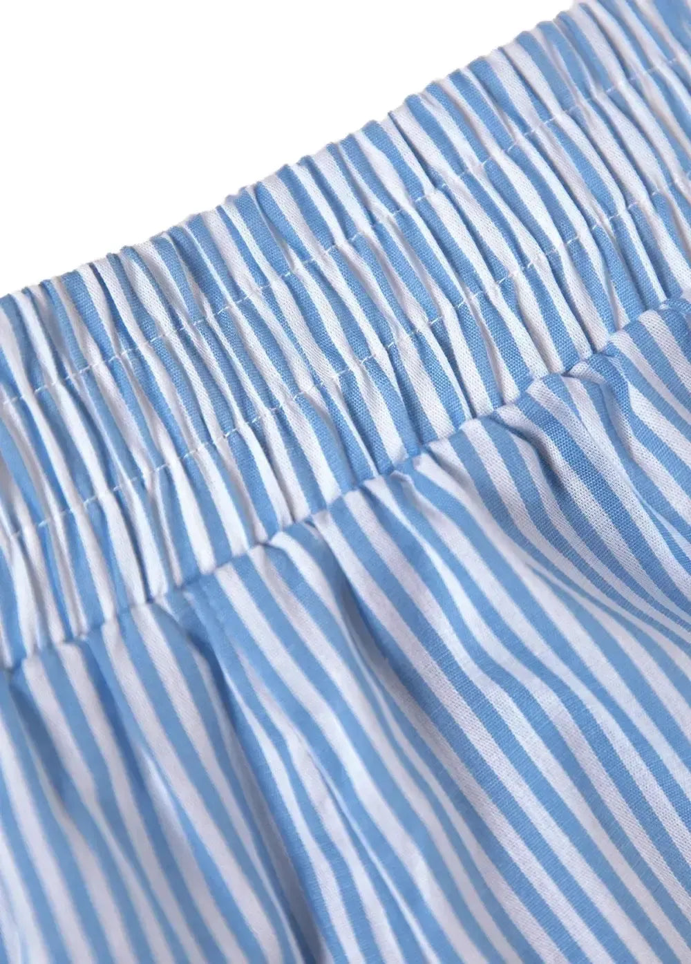 Sky Blue Eyelet Striped Sleeveless Top and Shorts