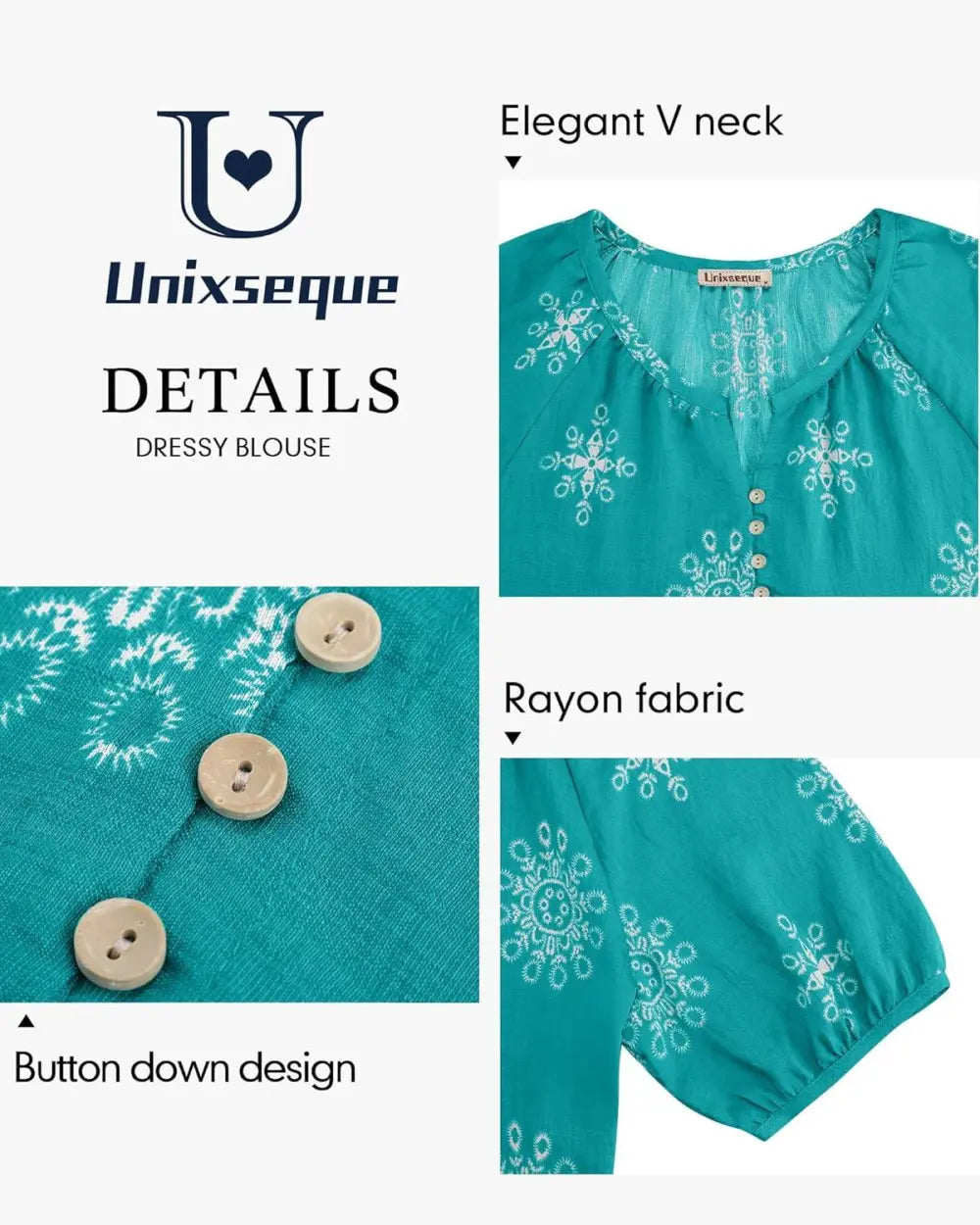 Unixseque Womens Summer Tops V Neck Short Sleeve Blouses Casual Button Down Shirts Floral Boho Clothing Trendy 2025