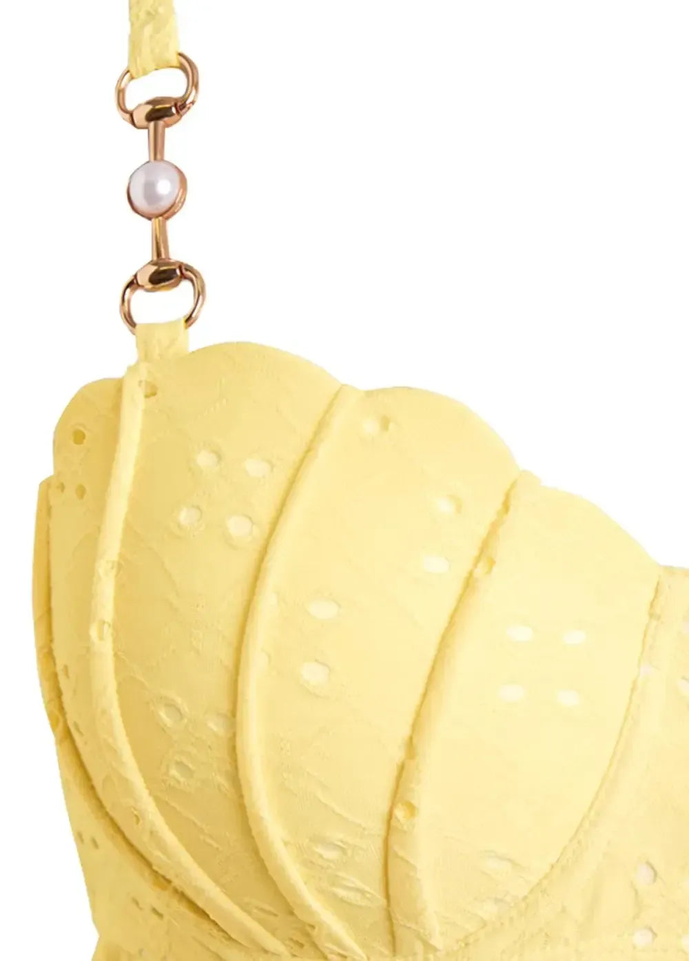 Jacquard Detail Yellow Bandeau Tankini Set