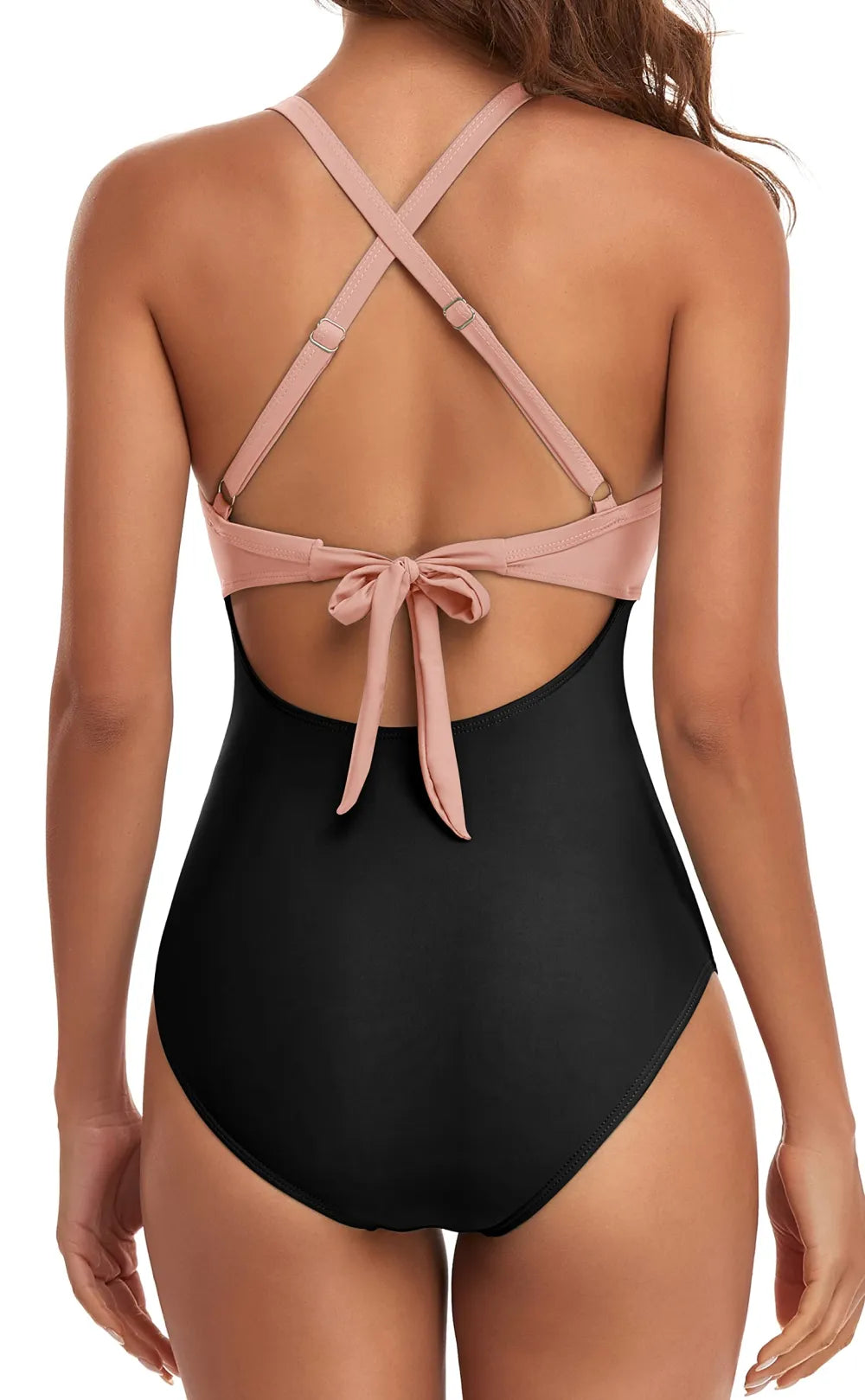 Women's One Piece Swimsuits Tummy Control Cutout High Waisted Bathing Suit Wrap Tie Back 1 Piece Swimsuit