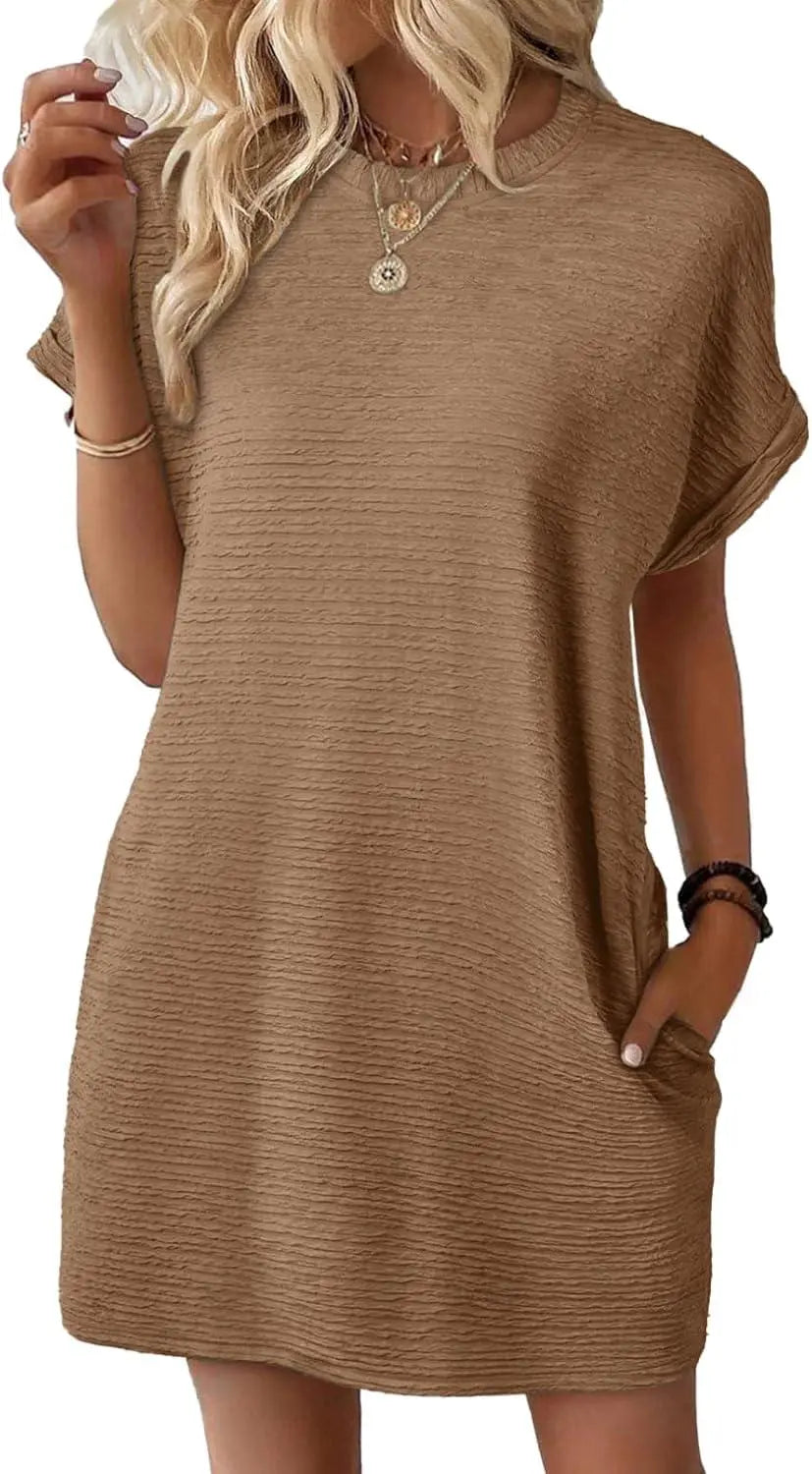 EVALESS Womens Summer Dresses Fashion 2025 Short Sleeve Spring Mini Dress Casual Beach Vacation Clothes Dresses