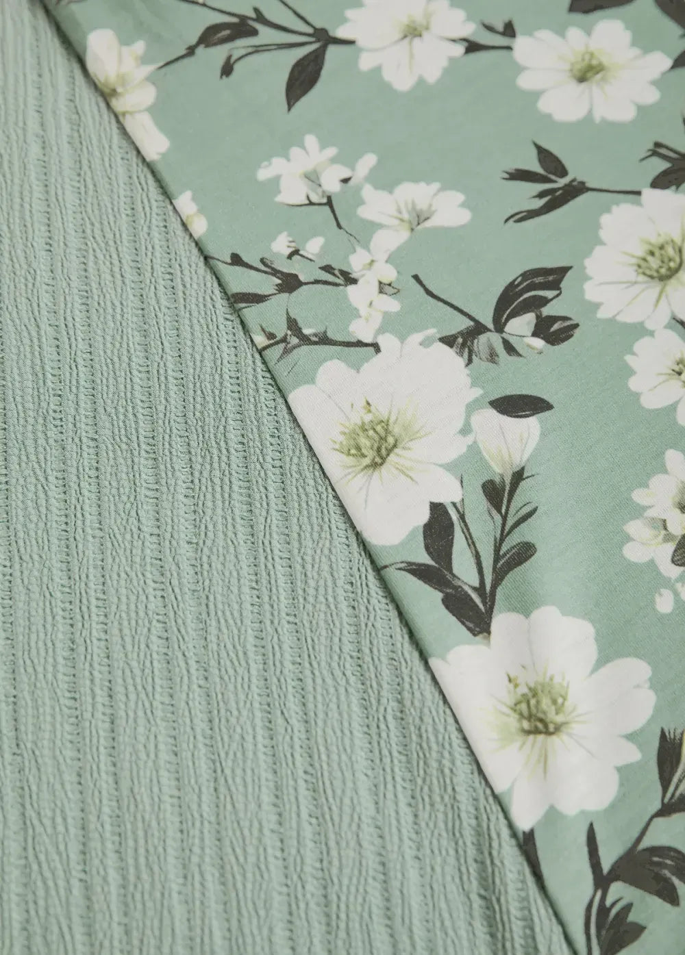 Sage Green Fake 2in1 Floral Print A Line Dress